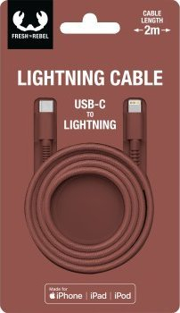 Kabllo USB Fresh n Rebel USB C në Lightning, 2 m, kafe
