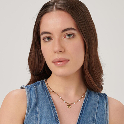 Varëse për femra Brosway Heart with Chakra Crystals BHKN132, e artë