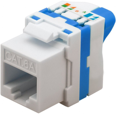 Modul Keystone Techly SELF CLAMPING RJ45, Cat.6A U UTP, PoE, i bardhë blu