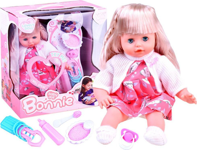 Kukull interaktive Baby Doll Bonnie, 36cm, me tinguj dhe gjesende, rozë