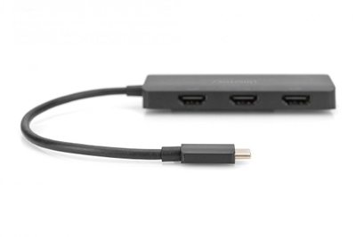 USB HUB Digitus me 3 porta USB C në 3x HDMI, 4K, i zi