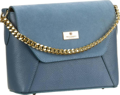 Çantë crossbody Peterson Messenger, lëkurë ekologjike, me zinxhir metalik, blu