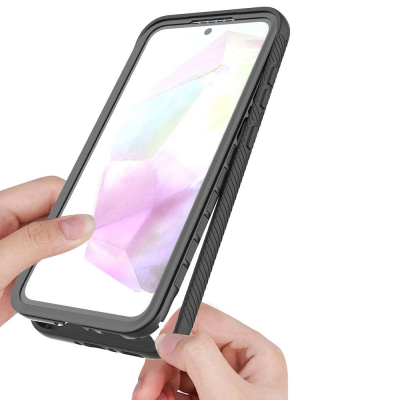 Куќиште за телефон Tech-Protect Defense за Galaxy A36 A56 5G, двослојно, со хибридно стакло, црно