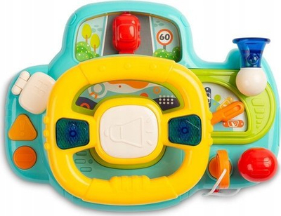 Lodër timon edukativ Toyz Turquoise, me drita dhe tinguj, për karrocë, ngjyrë turquoise