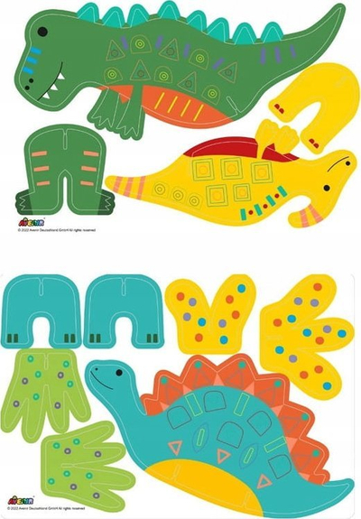 Set kreativ me stikera Avenir Stick N Play Dinosaur World, 8 figura dinosauri, 200 ngjitëse, shumëngjyrësh