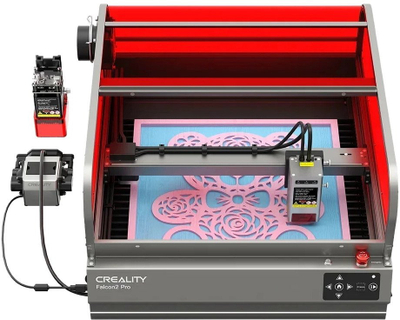 Makinë gravimi me lazer Creality Falcon2 Pro 40W, sipërfaqe 400×415mm, kapak transparent, gri