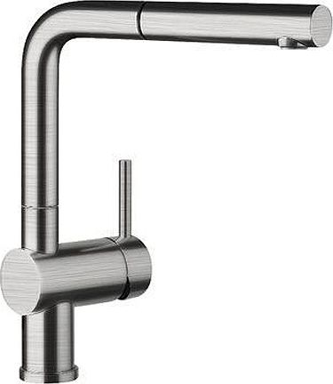 Rubinet kuzhine Blanco Linus S, gryke që tërhiqet, çelik inox i furçuar