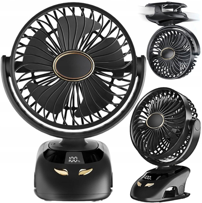 Ventilator tavoline portabel me kapëse, i rikarikueshëm, me LED edhe aromaterapi, i bardhë