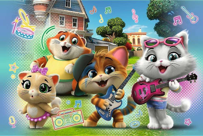 Puzzle dyanshëm TREFL Super Maxi Joyful Cats, 24 copa, 60x40cm, shumëngjyrësh