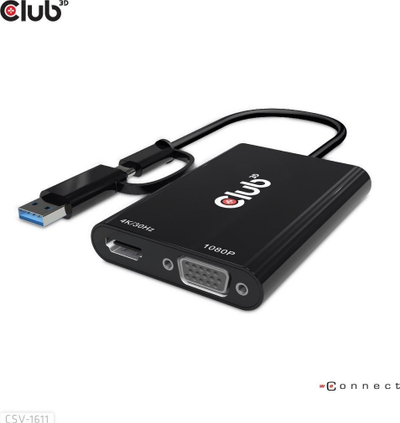 Docking station Club 3D CSV-1611, USB-C USB-A, HDMI VGA, i zi