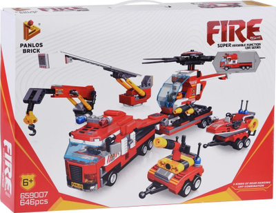 Set blloqesh Panlos Fire Brigade Helicopter, 646 copa, për kalamaj mbi 6 vjeç, e kuqe