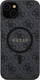 Kuti telefoni Guess 4G Collection Leather Metal Logo MagSafe, për iPhone 15 Plus 14 Plus, e zezë