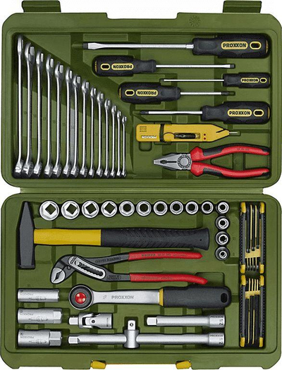 Set veglash Proxxon PR23650, 47 copë, kuti plastike, jeshile