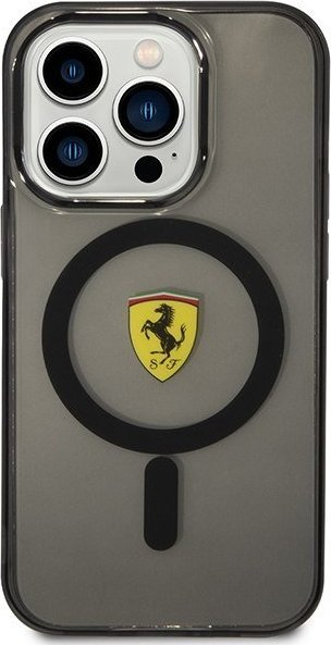 Mbrojtëse telefoni Ferrari Translucent MagSafe për iPhone 14 Pro Max, gjysmë transparente, me magnet MagSafe, e zezë