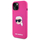 Mbulesë telefoni Karl Lagerfeld për iPhone 15, silikon, MagSafe, fuchsia