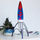 Llampë dekorative Thumbs Up Lava Lamp Retro Rocket, stil rakete, efekt lavë, blu me të kuqe