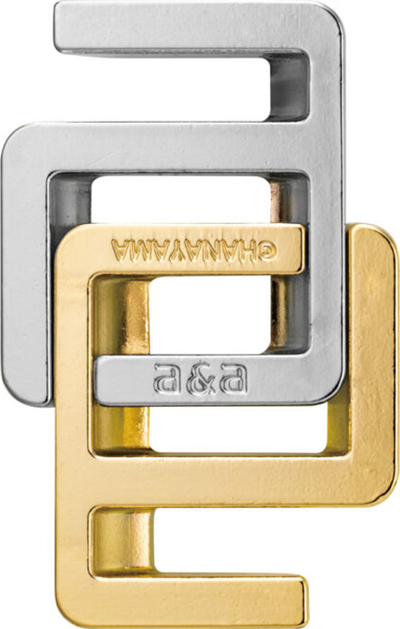 Puzzle metalik Hanayama Cast A&amp;A, lojë logjike, argjend