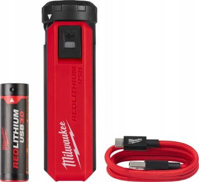 Set baterish Milwaukee REDLITHIUM USB L4 PPS, 3Ah, me karikues USB C, e kuqe me të zezë