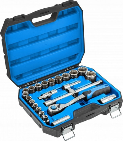 Set çelësash gypash Hogert Technik HT1R410, 24 copë, 1/2", në kuti plastike