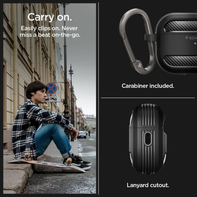 Kapak Spigen Rugged Armor për Apple AirPods Pro 2/1, TPU, i zi mat