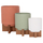 Set vazo dekorative TANTI HM4685, 3 copë, fiber cement, me bazë druri tik, shumëngjyrëshe