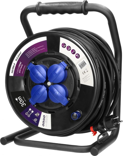 Kabllo zgjatuese Orno, 4 priza 2P + Z, 30 m, e zezë