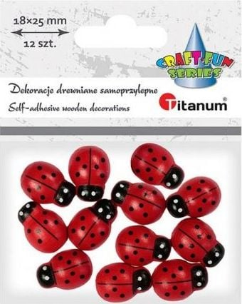 Dekorime druri Titanum Ladybugs 3D, vetëngjitëse, 1.8 x 2.5 cm, 12 copë, shumëngjyrëshe