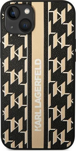 Kapak telefoni Karl Lagerfeld Monogram Stripe për iPhone 14 Plus 6.7", hardcase, kafe