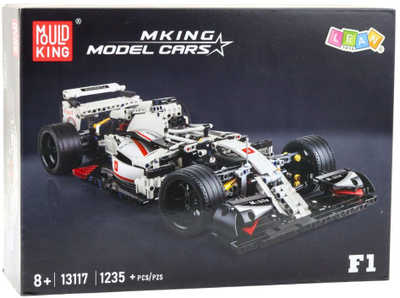 Konstruktor Mudking 13117 F1 Racing Car, 1235 copë, model gare, bardh e kuqe