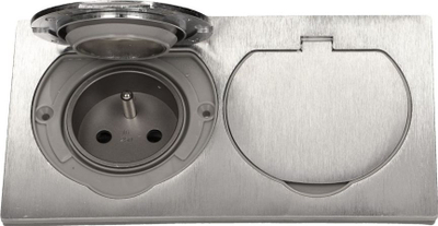 Prizë elektrike e dyfishtë Orno Hermetic, IP55, çelik inox