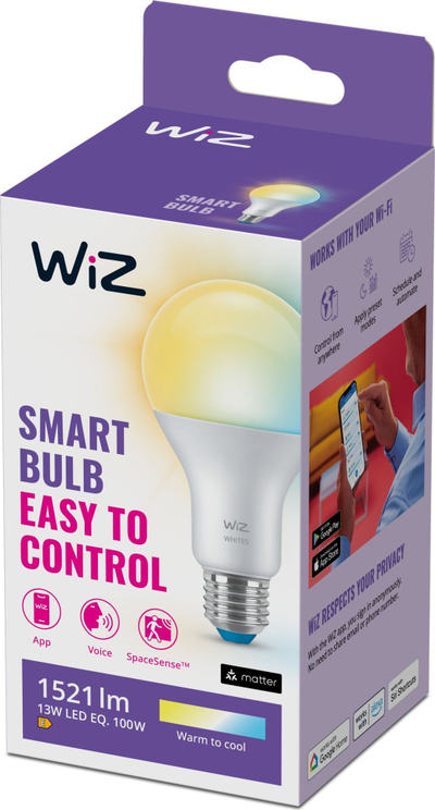 Llampë e zgjuar LED WiZ Connected Whites A67, 13W E27, 1521 lm, e bardhë