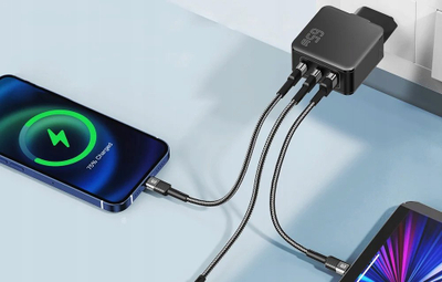 Karikues muri Essager ECT2CA-JZB01-Z, GaN, 65W, 2x USB-C edhe USB-A, i zi