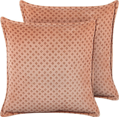 Set jastëkësh dekorativë Beliani RHODOCOMA, 45x45cm, kadife, rozë