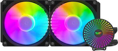 Ftohës me ujë për kompjuter Darkflash DC240 ARGB, radiator 240mm, 2 ventilatorë ARGB, i zi