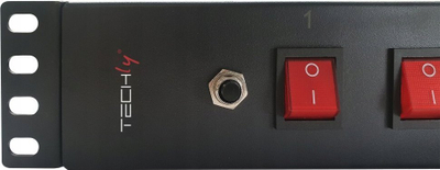 Shirit prizash rack Techly 367829, 8x prizë UNEL 16A, 1.5U, i zi