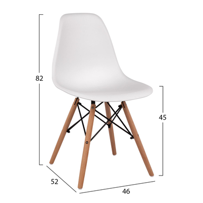 Karrige PP Twist me këmbë druri e bardhë 46×50×82 cm (HM8460.01), bardhë