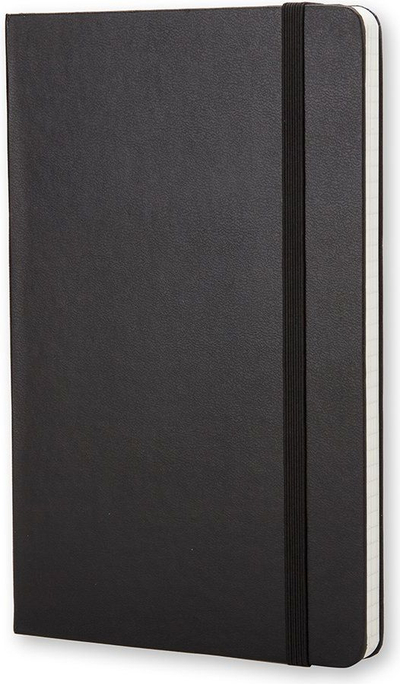 Fletore Moleskine Classic, kapak i fortë, Large 5 x 8.25", me katrorë, e zezë