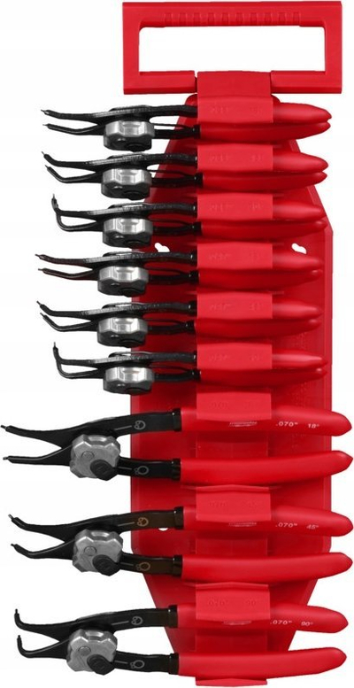 Set pinca unazash sigurie Milwaukee 4932492496, 9 copë, kënd 90°, e kuqe