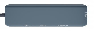 Hub USB C Newell 5 në 1, 3 porta USB, lexues SD dhe microSD, gri