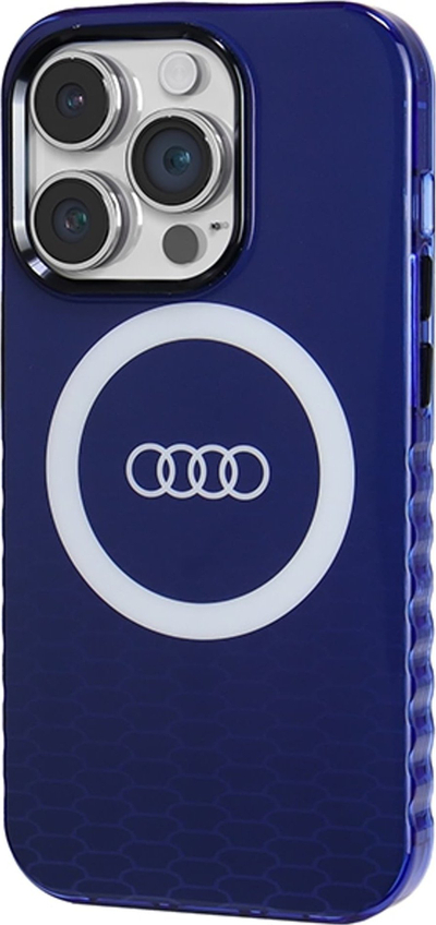 Mbulesë telefoni Audi IML Big Logo MagSafe për iPhone 14 Pro, plastike, me magnet, blu
