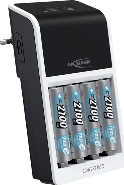 Karikues baterish Ansmann 456838, për bateri NiMH AA, AAA edhe 9V, me LCD, gri