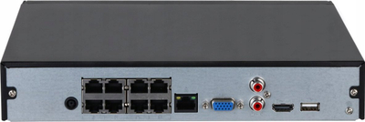 Regjistrues rrjeti Dahua NVR2108HS-8P-4KS3, 8 kanale, 8 PoE, ngjyrë e zezë