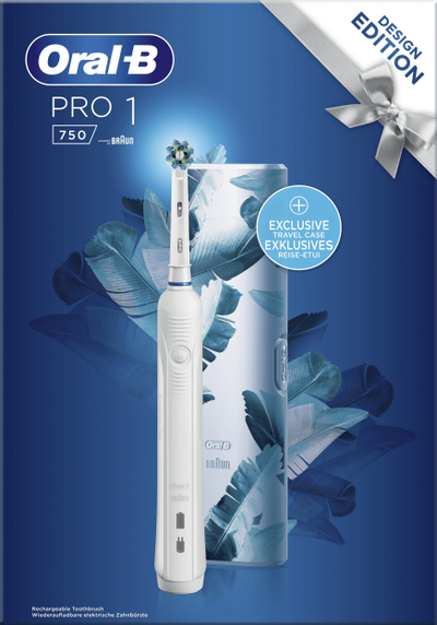 Furçë dhëmbësh elektrike Oral-B Pro 1 750 CrossAction, me kuti udhëtimi, e bardhë