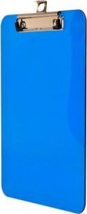 Tabelë shënimesh Tetis A5 me klips metalik, plastike transparente, blu