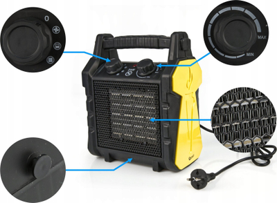Ngrohës elektrik qeramik me ventilator, 2 kW, portativ, gri