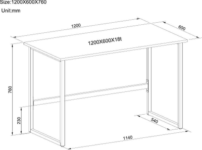 Tavolinë kompjuteri Techly ICA-TB 3545W, 120 x 60 cm, e bardhë