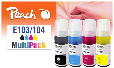 Пакување боја Peach Saver Pack, 4 парчиња, компатибилно со Epson 103 104, повеќебојно