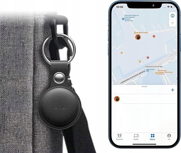 GPS gjurmues MiLi MiTag, Bluetooth, me mbajtëse çelësash, i bardhë e zi 3