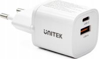 Karikues muri Unitek, 33W, 1x USB C PD, 1x USB A QC 3.0, i bardhë set 2 copë