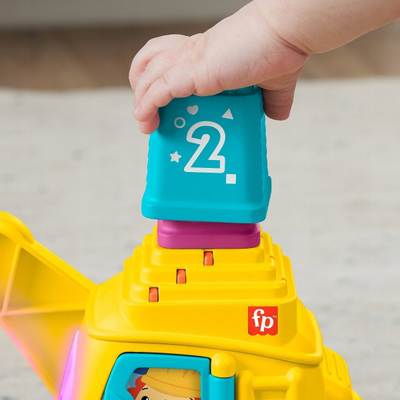 Lodër edukative Fisher Price Happy Crane Stack and Count, me drita dhe tinguj, për 9 36 muajsh, shumëngjyrëshe